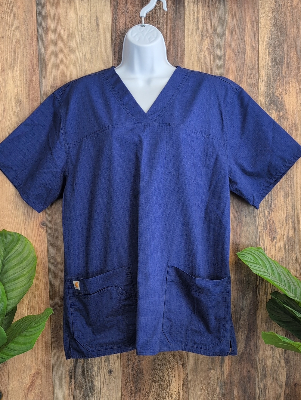 Carhartt Deep Navy Short Sleeve V-Neck Scrub Top M     917A
